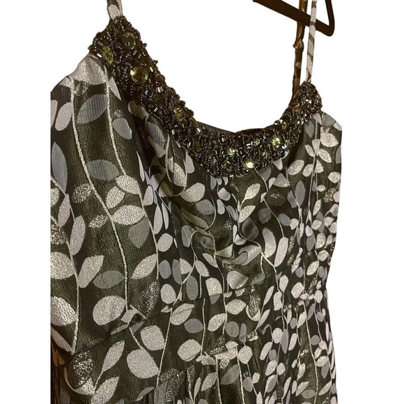 Maggy London Gold/Tan Metallic Cocktail Dress Gold Sparkles Sz 12 Retails $160 - Picture 2 of 7